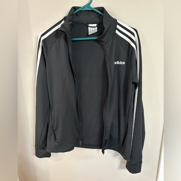 Adidas size small warm-up slim 3 stripe jacket. Zip up, zip up pockets - Picture 3 of 8